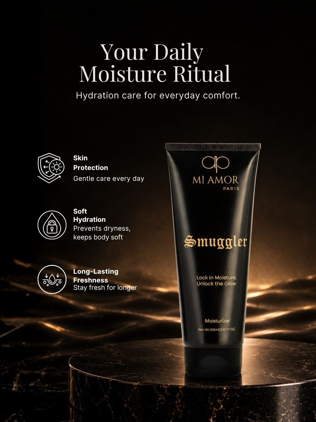 MI AMOR PARIS Smuggler Men Face & Body Moisturizing Cream – Fast-Absorbing Daily Moisturizer with Shea Butter & Glycerin (150ml) - Image 7