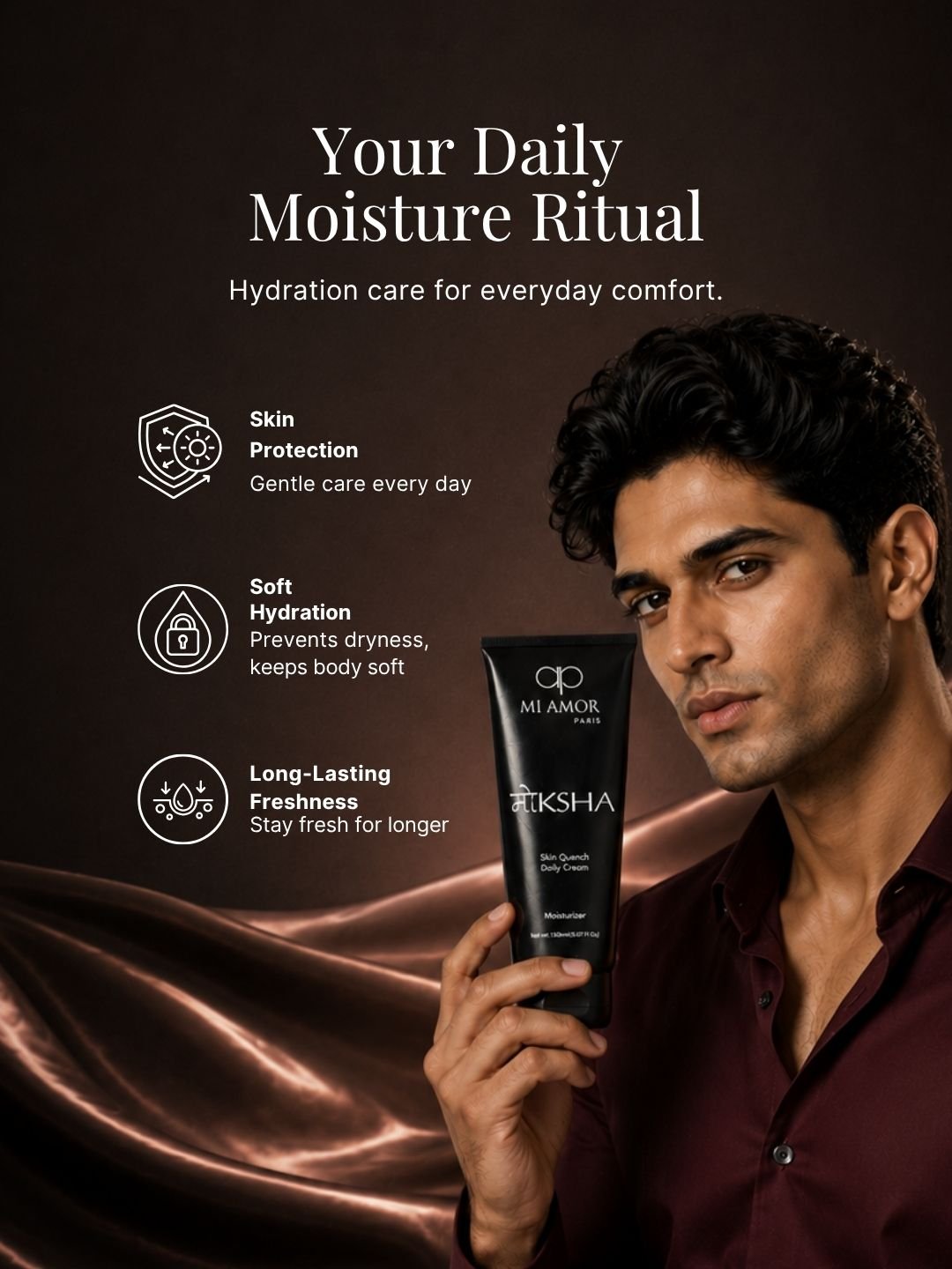 MI AMOR PARIS Moksha Men Face & Body Moisturizer | Intensive Hydration Cream with Shea Butter & Glycerin | 150ml - Image 7