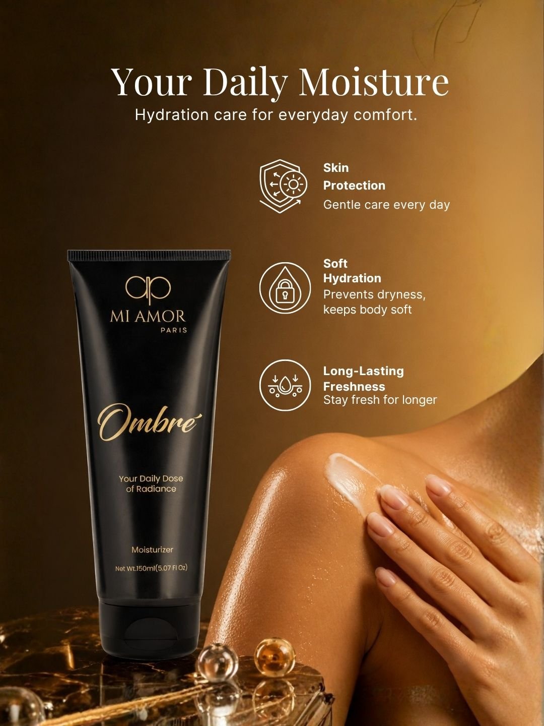 MI AMOR PARIS Ombre Daily Moisturizing Cream for Women | Face, Body & Hand Moisturizer | Shea Butter & Glycerin | 150ml - Image 7