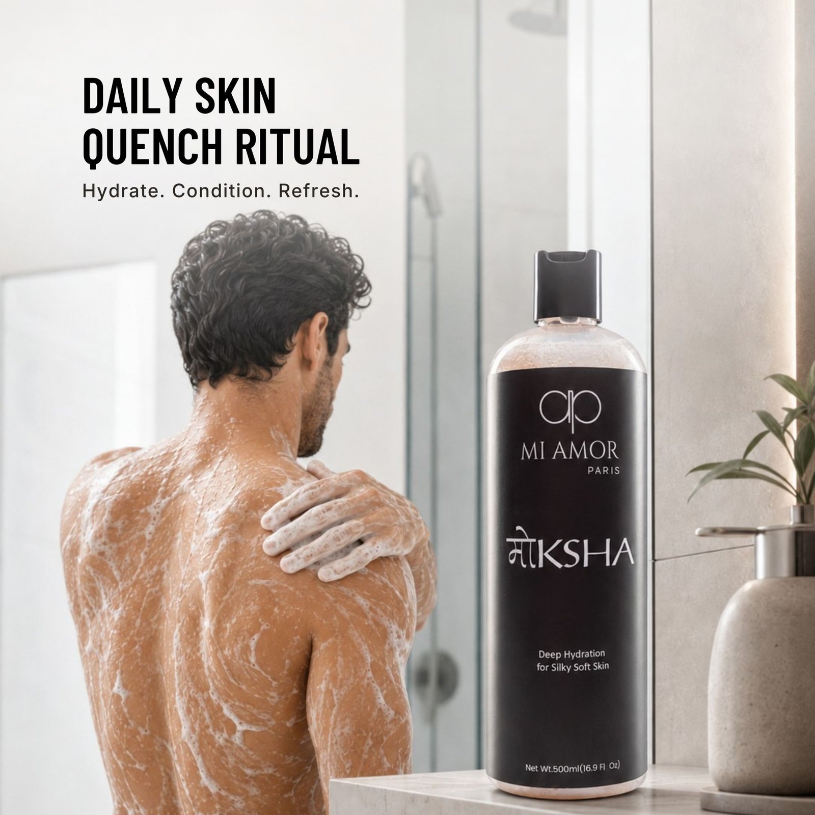 MI AMOR PARIS Moksha Body Wash for Men | Soap-Free, Sulphate-Free & Paraben-Free Formula | 500 ml - Image 6