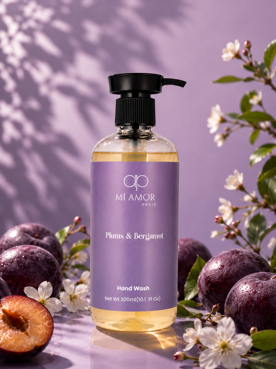 Plums & Bergamot Moisturising Liquid Handwash | Germ Protection | Long Lasting Fragrance | Luxury Liquid Hand Soap for Kitchen & Bathroom | 300 ml