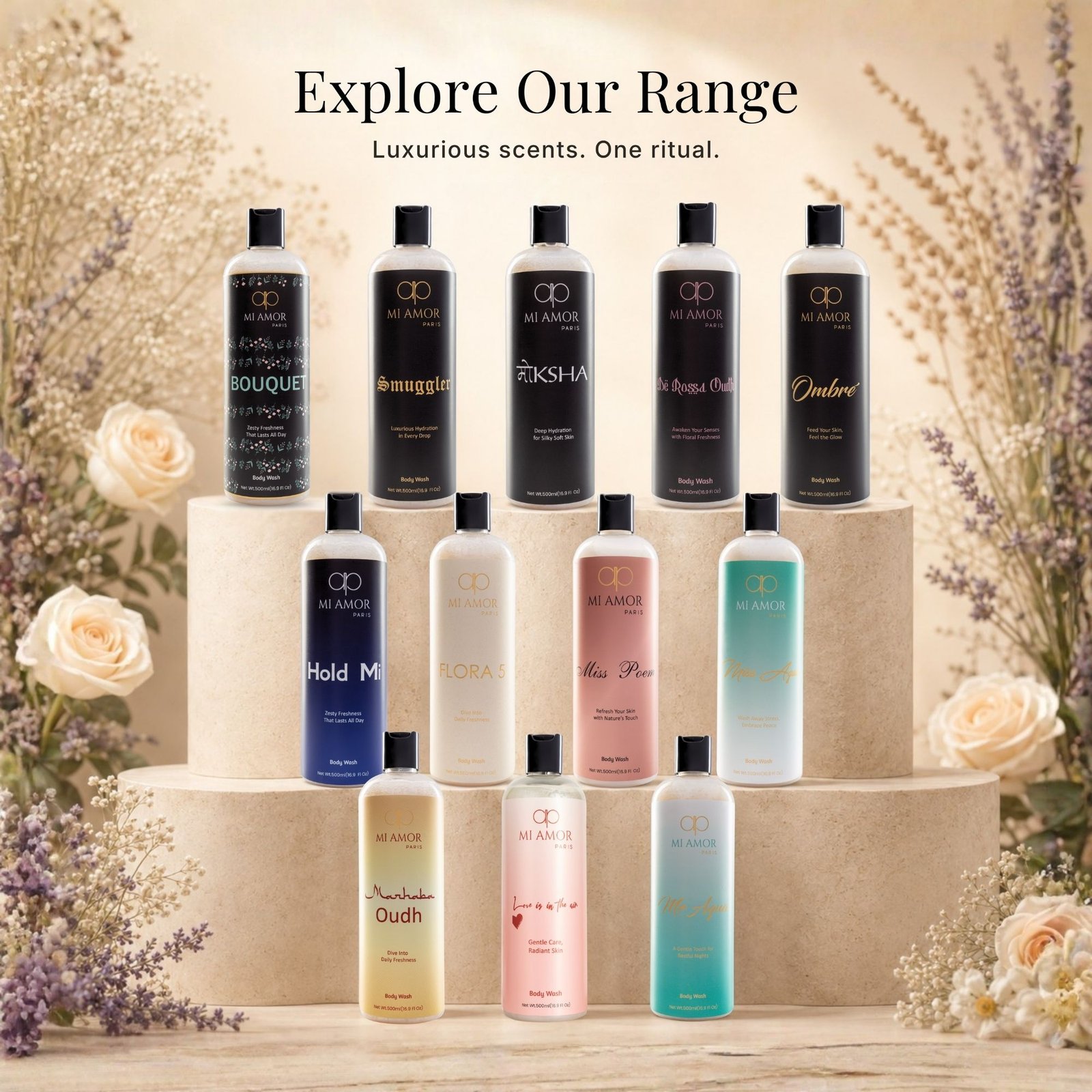 MI AMOR PARIS Flora 5 Premium Shower Gel for Women | Moisturising & Skin Conditioning Formula | 500 ml - Image 5