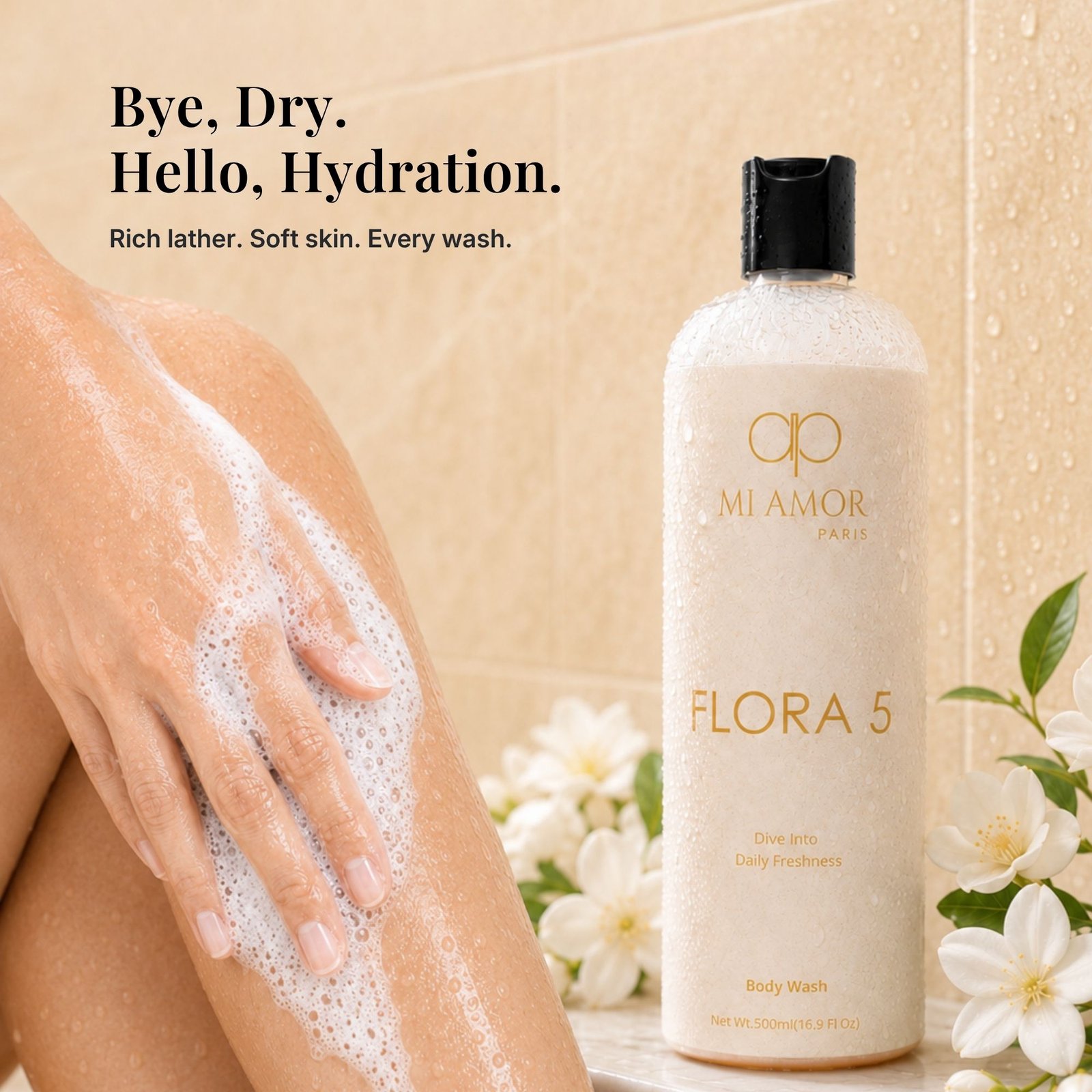 MI AMOR PARIS Flora 5 Premium Shower Gel for Women | Moisturising & Skin Conditioning Formula | 500 ml - Image 6