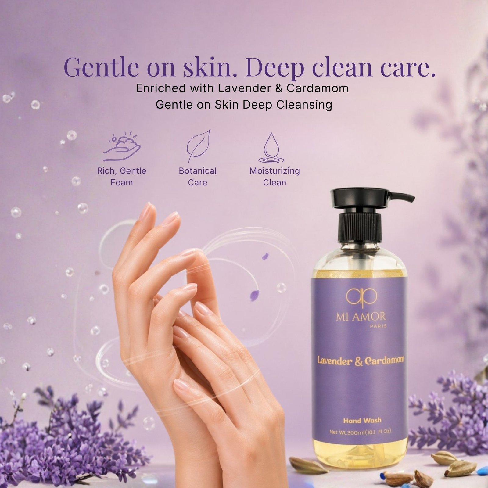 Lavender & Cardamom Moisturising Handwash | Gentle Care for All Skin Types | 300 ml - Image 3