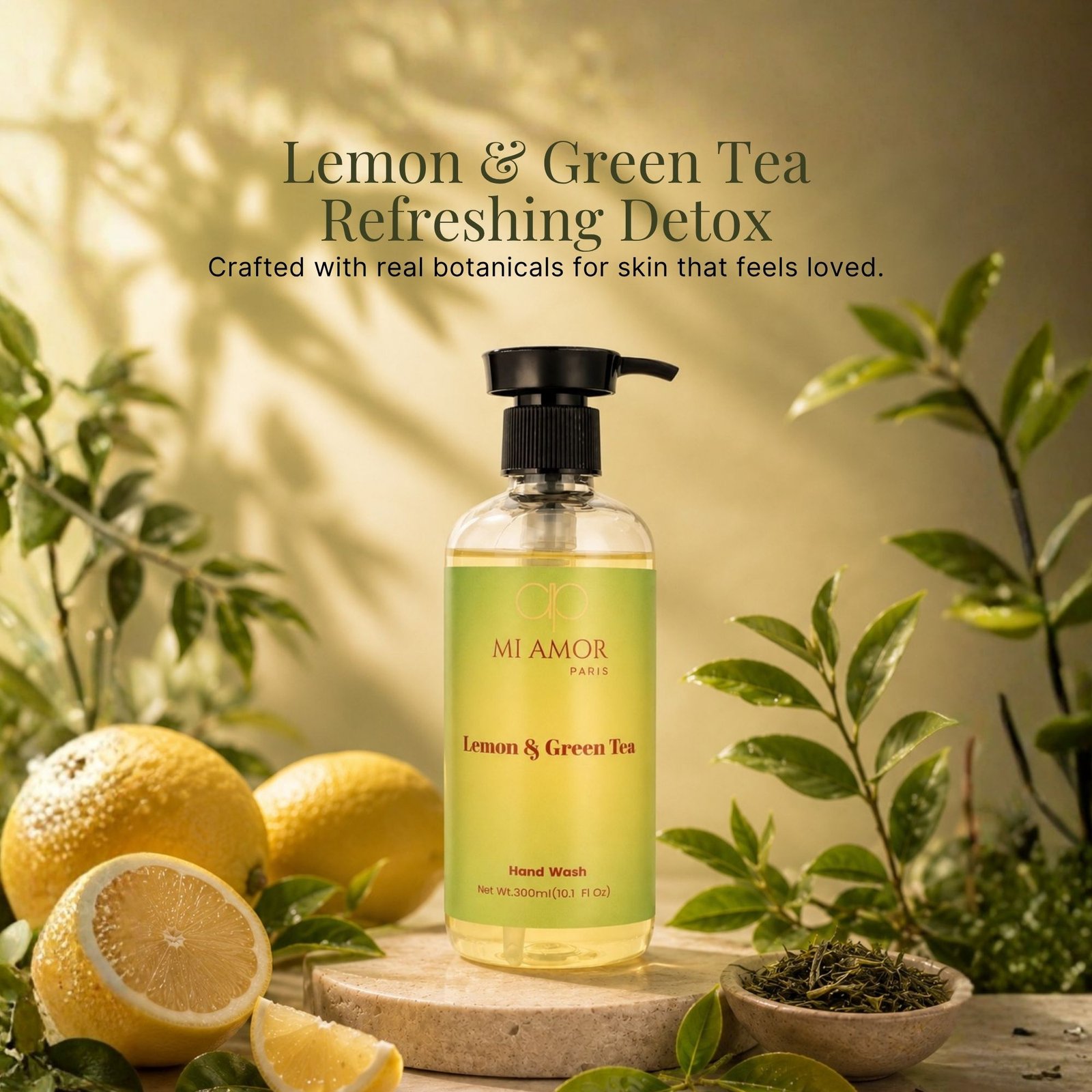 Lemon & Green Tea Moisturising Liquid Handwash | Safe for All Skin Types | Moisture Lock Formula | Refreshing Citrus & Green Tea Scent | 300 ml - Image 2