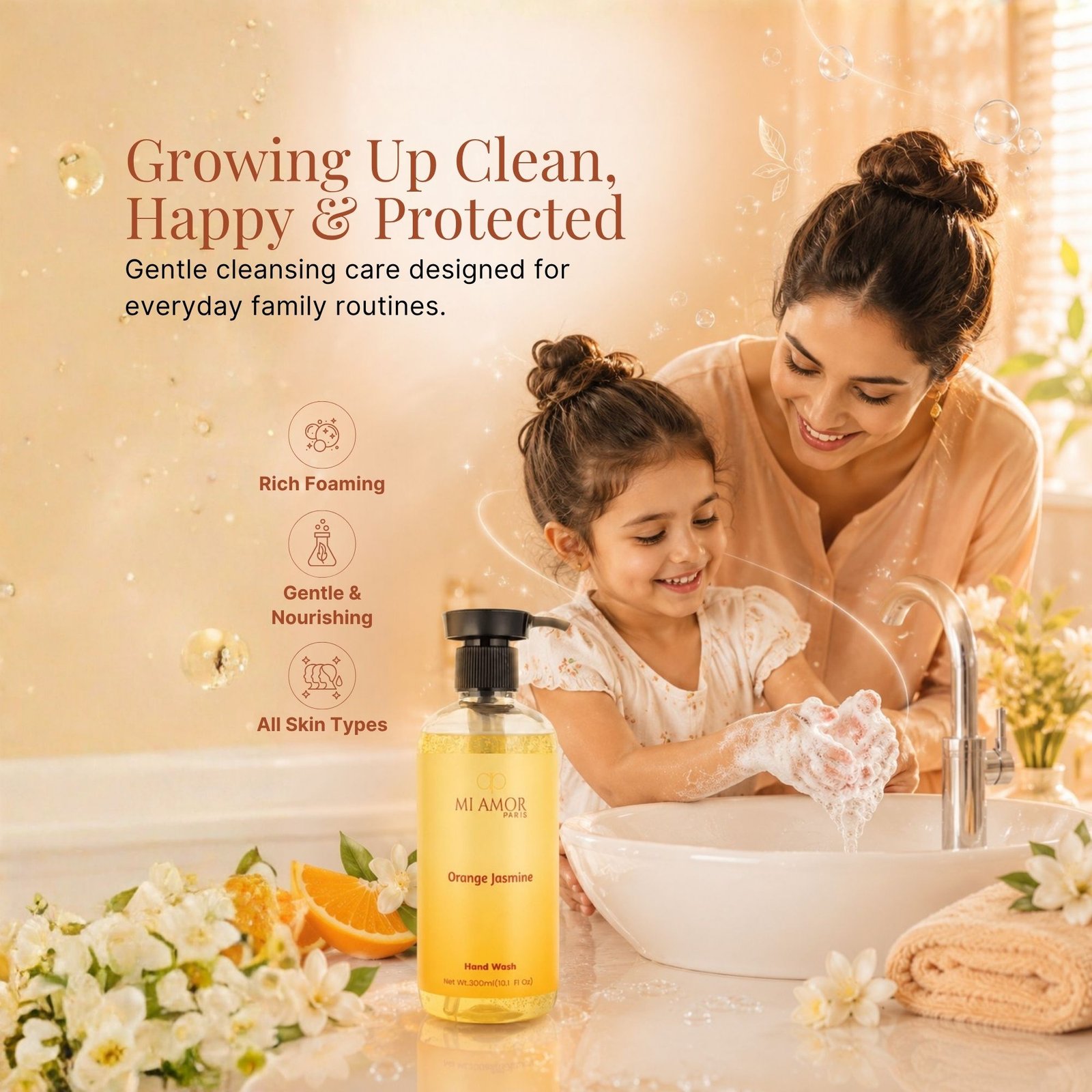 Orange Jasmine Moisturising Liquid Handwash | Long Lasting Fragrance | Moisture Lock Formula | Refreshing Citrus Floral Scent | 300 ml - Image 6