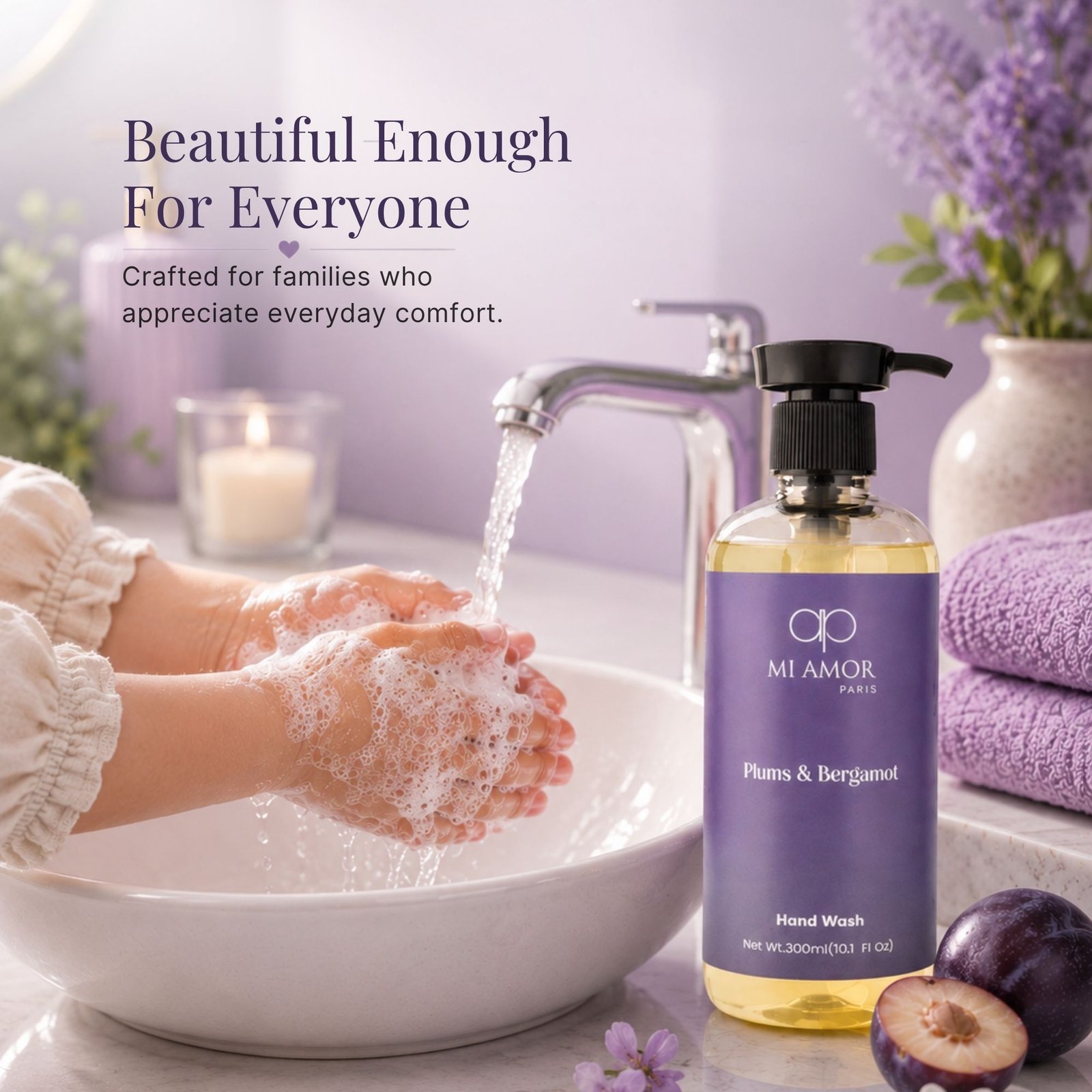 Plums & Bergamot Moisturising Liquid Handwash | Germ Protection | Long Lasting Fragrance | Luxury Liquid Hand Soap for Kitchen & Bathroom | 300 ml - Image 5